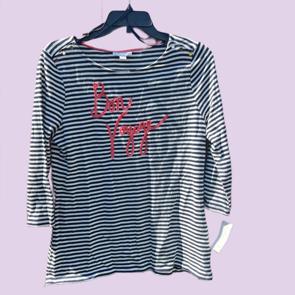 Retro Charter Club Striped Bon Voyage Petite Top NWT NEW Deadstock Nautical